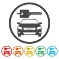 Rent a Car Transportation design icons set Royalty Free Stock Photo