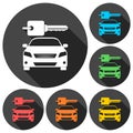 Rent a Car Transportation design icons set with long shadow Royalty Free Stock Photo