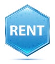 Rent crystal blue hexagon button Royalty Free Stock Photo