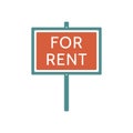 For rent green vector sign. Isolated on white background. Concept for renting apartments and houses. Real estate illustration Royalty Free Stock Photo