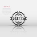 For rent grunge rubber stamp. Vector illustration on white background. Business concept for rent stamp pictogram Royalty Free Stock Photo