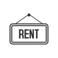 Rent Sign Outline Flat Icon on White Royalty Free Stock Photo