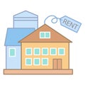 Rent house or building icon. Simple line, outline vector elements of color real estate market icons for ui and ux, website or Royalty Free Stock Photo