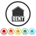 Rent house ring icon color set