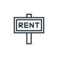 for rent icon vector from real estate concept. Thin line illustration of for rent editable stroke. for rent linear sign for use on Royalty Free Stock Photo