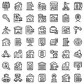 Rent icons set, outline style