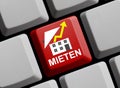 Rent increase german - Symbol on computer keyboard - 3D illustration Royalty Free Stock Photo