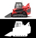 Rent Large Track Skidloader left view 3d rendr on white with alpha Royalty Free Stock Photo