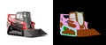 Rent Large Track Skidloader perspective view 3d rendr on white with colored alpha Royalty Free Stock Photo