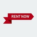 Rent Now Red Ribbon Banner.Vector Illustration Royalty Free Stock Photo