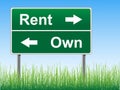 Rent and Own road sign.