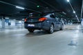 Rent parking space. Car lot parking space in underground city garage. Empty road asphalt background. Parking space search, No Royalty Free Stock Photo