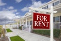 For Rent Real Estate Sign in Front of House Royalty Free Stock Photo