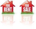For Rent, For Sale house icons