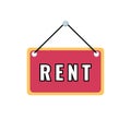 For rent sign board. Rented car, apartment or house, rental property and real estate concept. Real estate services Royalty Free Stock Photo