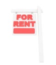 For rent sign lease real estate. 3D rendering.
