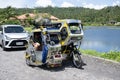 Tricycle with load on top, Sumlana Lake near Legaspi City, Albay Province, Philippines