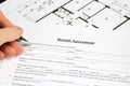 Rental Agreement paper formular with floor plan Royalty Free Stock Photo