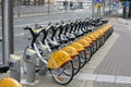 Rental bicycle parking in Bruxelles, Belgium Royalty Free Stock Photo