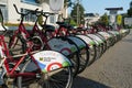 Rental bicycle parking in Tirana, Albania Royalty Free Stock Photo