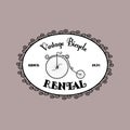 Rental Bicycle vintage black and white oval logo