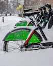 TD Bike Share Bikes under the snow