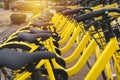 Rental bikes in urban. Shared bicycle public bicycle Royalty Free Stock Photo