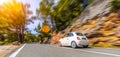 rental car in spain mountain landscape road at sunset - mallorca mountain view Royalty Free Stock Photo