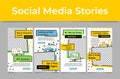 Rental deal social media stories set landing page vector flat illustration. RV digital marketing Royalty Free Stock Photo