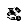 Rental equipment discounts black glyph icon