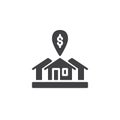 Rental house with dollar mark icon vector