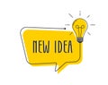 Light bulb banner with speech bubble or quick tips badge. Idea or tooltip concept with lightbulb. Flat style. Vector