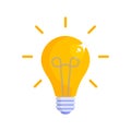 Light bulb. Electric lightbulb with rays of light. Concept of idea emergence. Vector