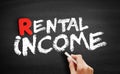Rental Income text on blackboard