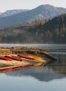 Rental Kayaks Rowboat Paddle Boats Pristine Mountain Lake Royalty Free Stock Photo