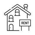 Rental of property black line icon. An agreement where a payment is made for the temporary use of property. Pictogram for web page Royalty Free Stock Photo