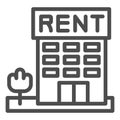 Rental property line icon. House for rent, real estate concept symbol, outline style pictogram on white background Royalty Free Stock Photo