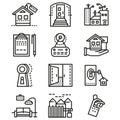 Rental of property line icons Royalty Free Stock Photo