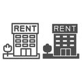 Rental property line and solid icon. House for rent, real estate concept symbol, outline style pictogram on white Royalty Free Stock Photo