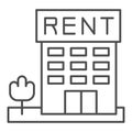 Rental property thin line icon. House for rent, real estate concept symbol, outline style pictogram on white background Royalty Free Stock Photo