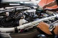 Rental workers are preparing the car for rental