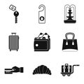 Rented apartment icons set, simple style