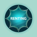 Renting magical glassy sunburst blue button sky blue background