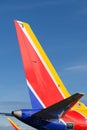 Closeup of painted tail of Southwest Airlines jet Royalty Free Stock Photo
