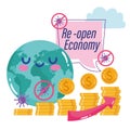 Reopening cartoon planet growing money economy