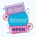 Reopening, we have returned open, stop message outbreak coronavirus