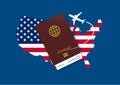 Reopening United States for airline travelling with health passport after covid-19 vaccination Royalty Free Stock Photo