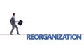 The reorganisation concept with businessman walking on tight rope Royalty Free Stock Photo