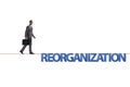 The reorganisation concept with businessman walking on tight rope Royalty Free Stock Photo