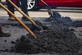 Repair of asphalt process of restoration of a road cloth Royalty Free Stock Photo